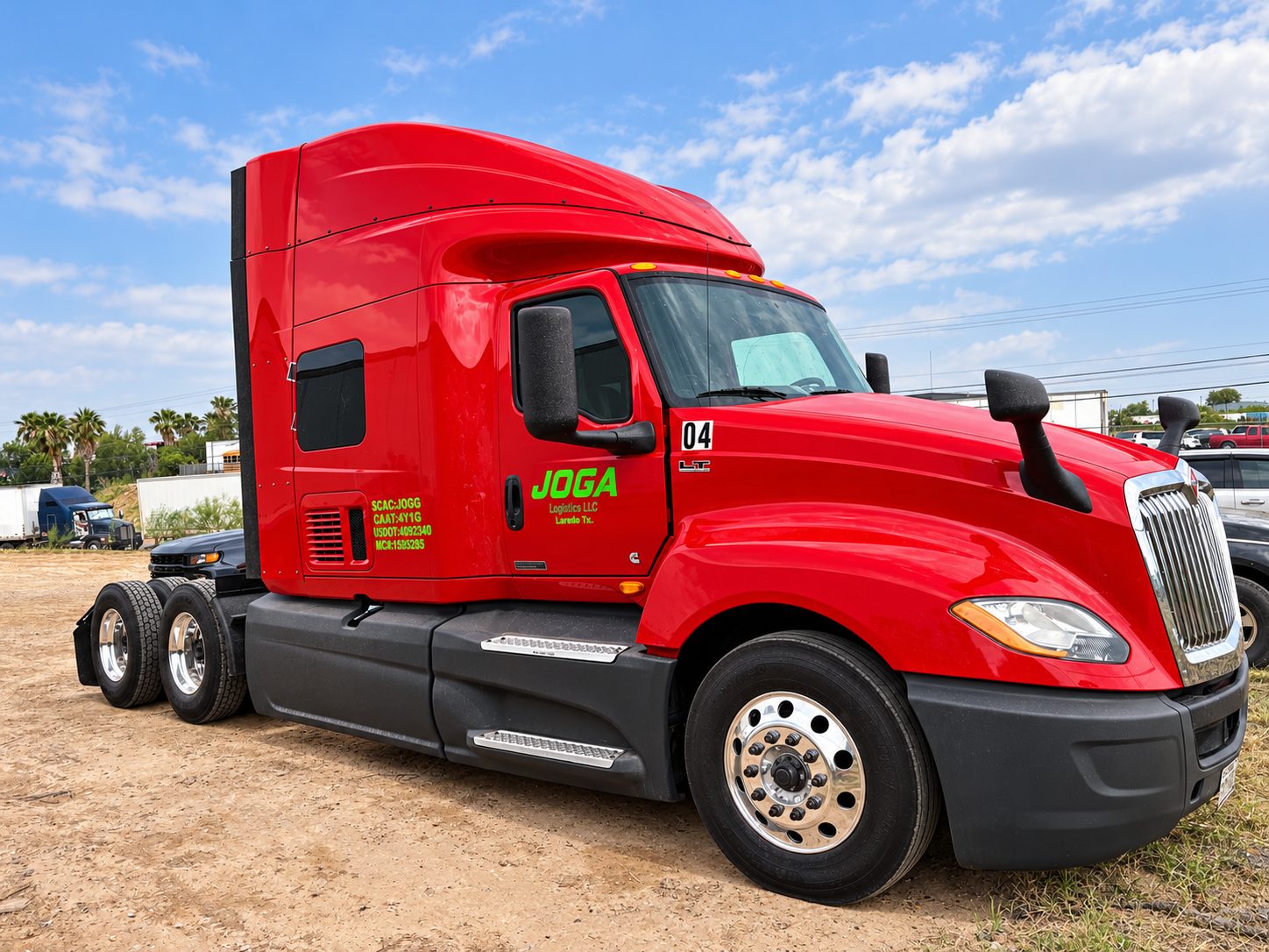 Red JOGA Logistics tractor, unit 04